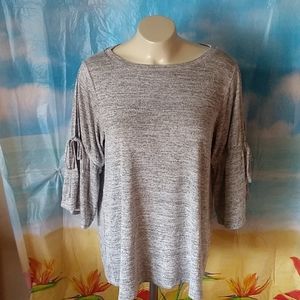 Loft Gray Sweater 3/4 Open/Tie Sleeves Sz Small- All $5-6 Items 6/$25!